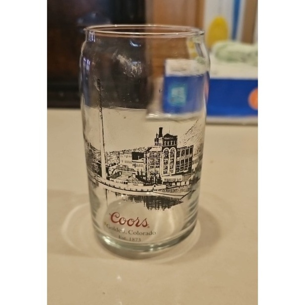 Coors Golden Colorado Brewery Can‎ Shaped Beer Glass Est 1873 Clear Barware